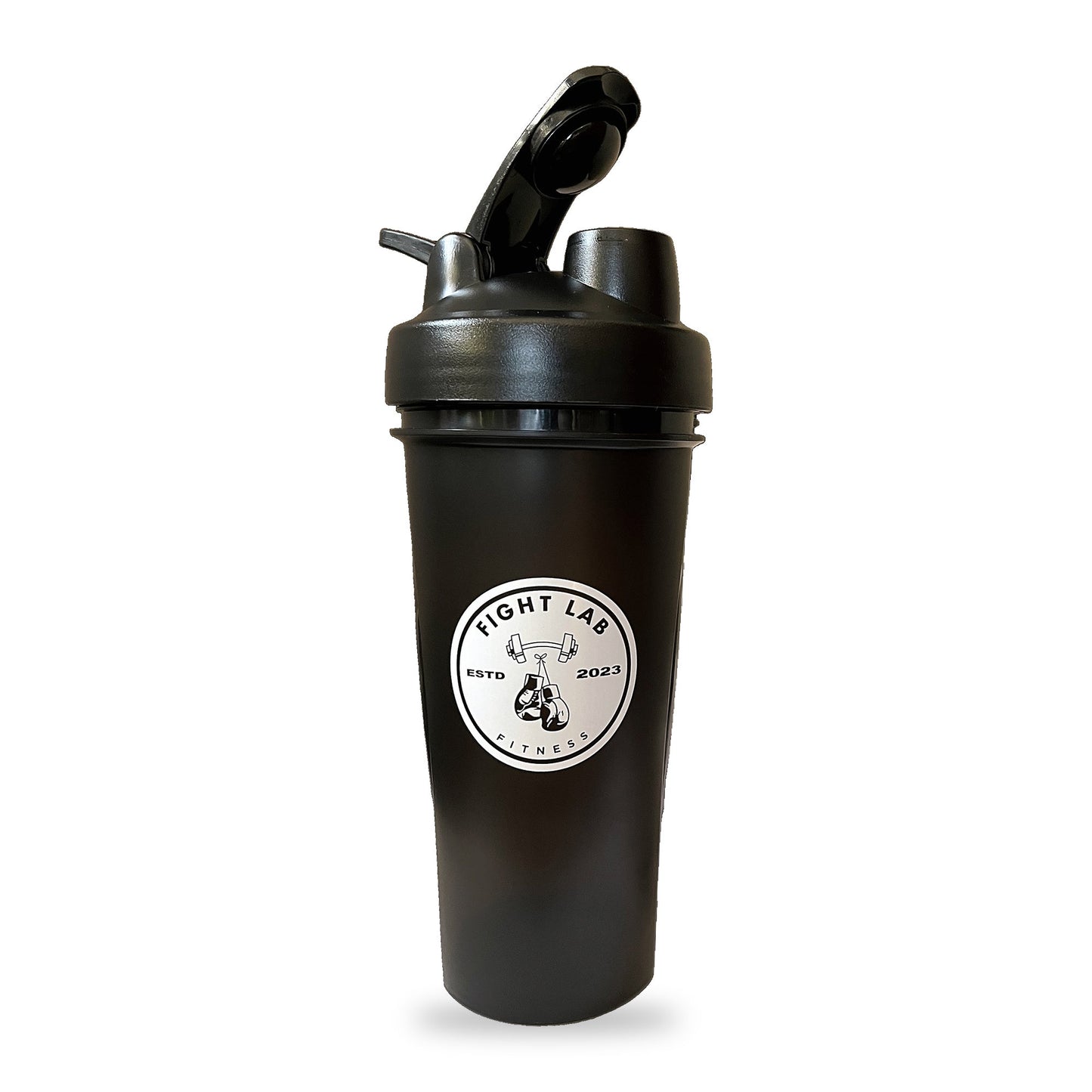 Fight Lab Shaker Cup with the flip cap open, showing the drink spout